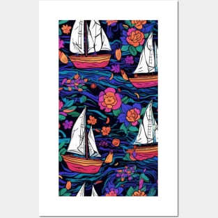 Sailing boats pattern Posters and Art